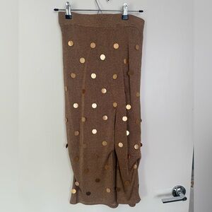 House of Harlow 1960 x Revolve L Gold Knit Sequin Midi Skirt